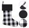 8 Pack Buffalo Plaid Christmas Stockings, 18 Inch Buffalo Plaid Christmas Stockings Large Personalised Stocking Decorations for Family Xmas Holiday Party (Black and White Plaid)
